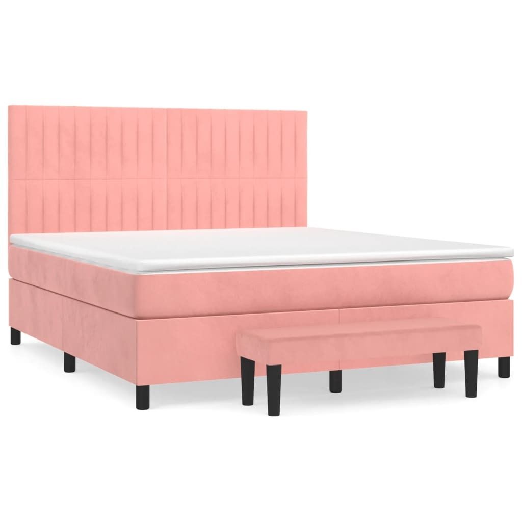 SYFAX Boxspringbett mit Matratze Rosa 180x200 cm Samt
