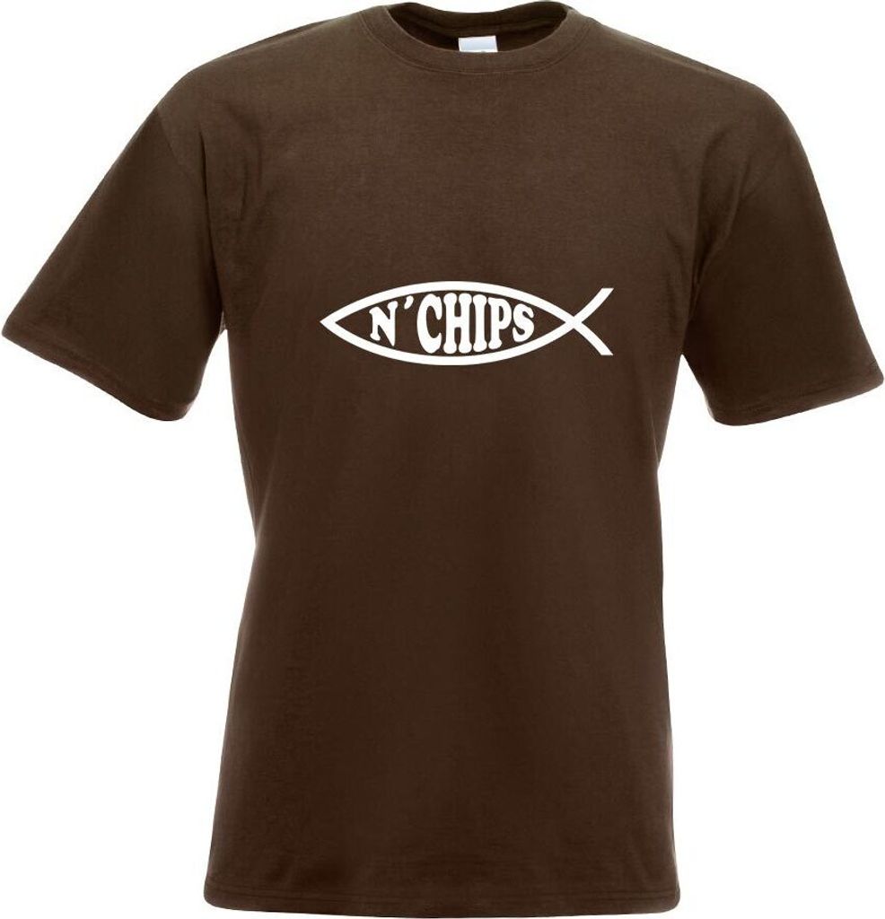 Kiwistar - T-Shirt - Chocolate - Fish N Chips Fisch Motiv Bedruckt Funshirt Design Print - mit Motiv Bedruckt - Funshirt Design - Sport - Freizeit ...