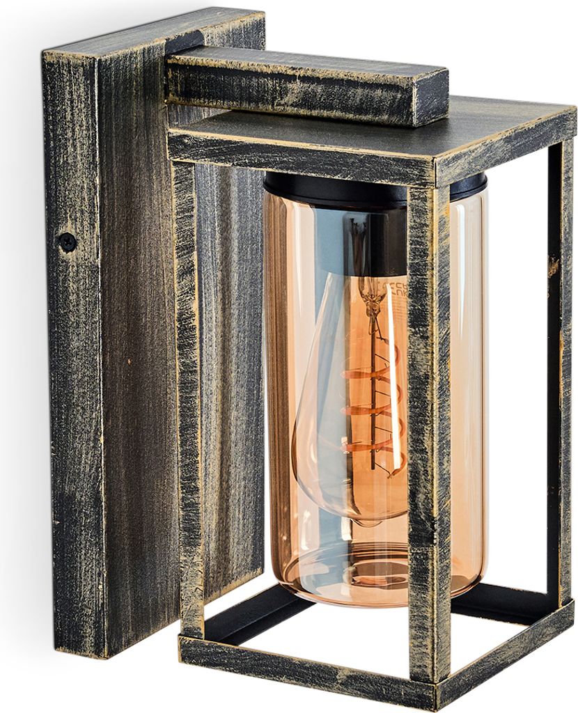 Vibo Außenleuchte aus Metall/Glas in Schwarz-Goldfarben