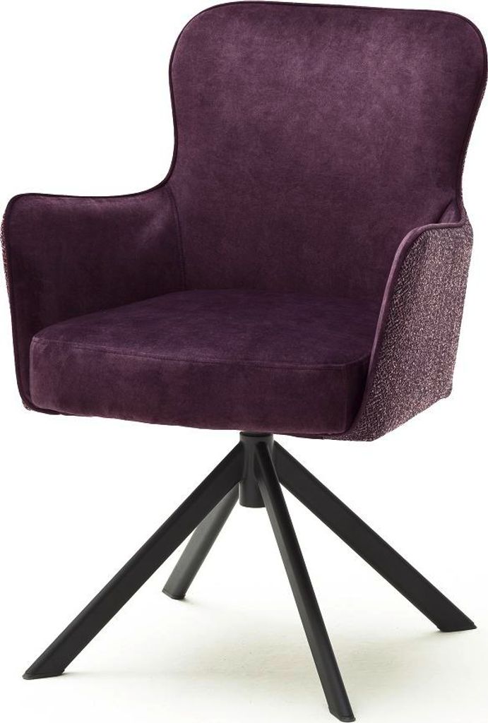 Esszimmerstühle Stühle SHEFFIELD Schale B Vintage Velour merlot Gestell 360° schwarz