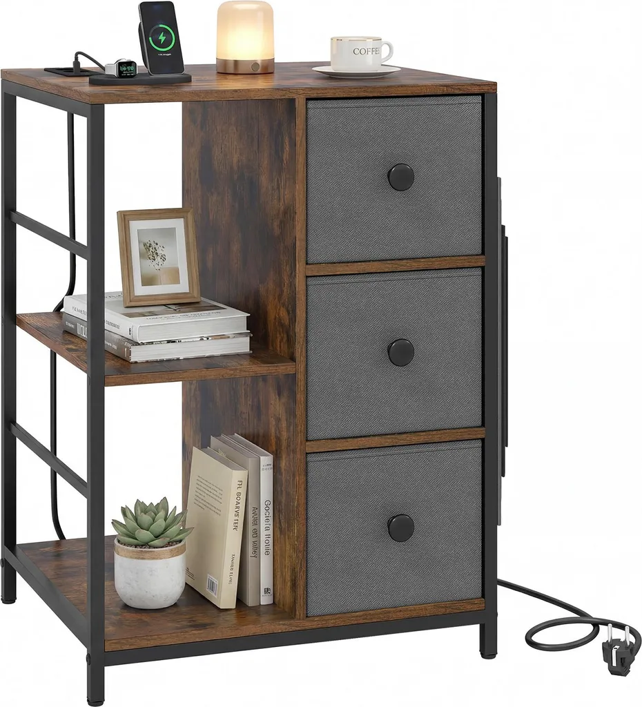 Meuble de bureau avec rangement dossiers et prise de recharge intégrée