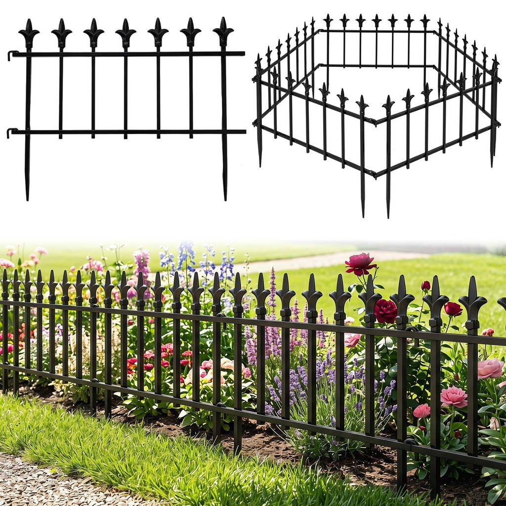 COSTWAY 5 Stück Gartenzaun dekorativ, Steckzaun Metall, Produktbild 