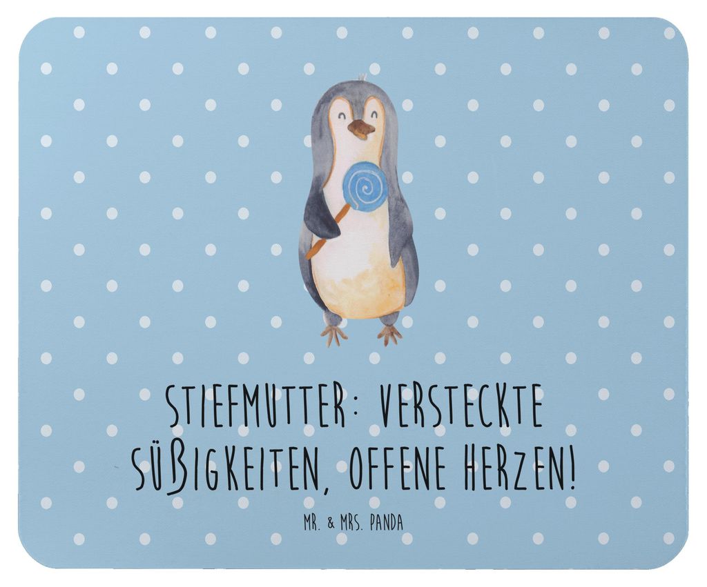 Mr. & Mrs. Panda Mousepad Stiefmutter Herzen - Blau Pastell - Geschenk, Mauspad, Humor, Dankeschön, Stiefkind, Mouse Pad, Handarbeit, handgemacht,...