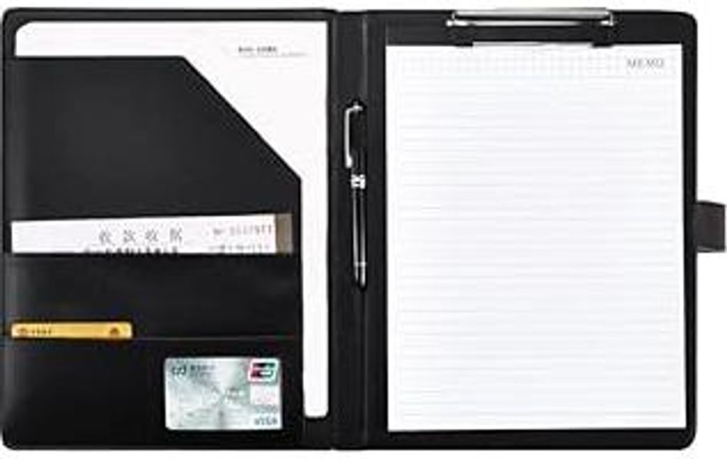 A4 Klemmbrettmappe, PolyurethanDokumententasche Klemmbrett Schreibmappe mit Magnet-Verschluss für das Büro & Konferenzen - Schwarz