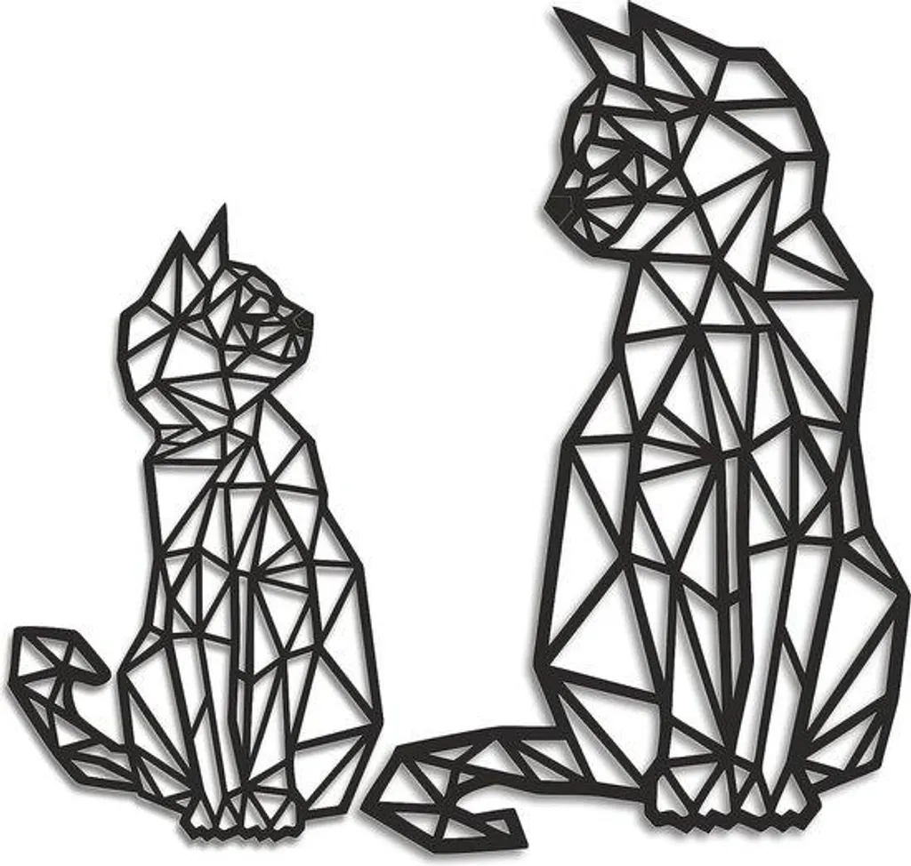 Décoration Murale Bois Noir Motifs Géométriques - 2 Panneaux Déco Scandi