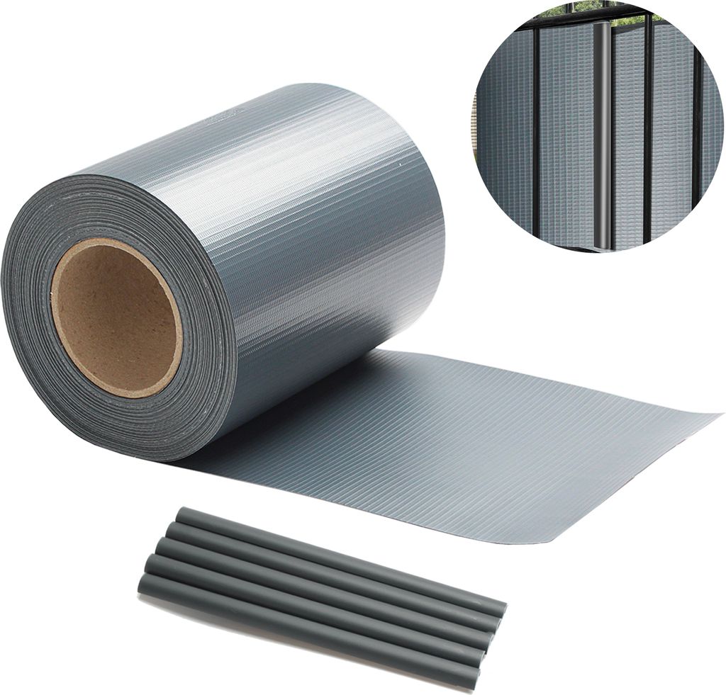Jayseuw Sichtschutzstreifen PVC Doppelstabmatten Windschutzstreifen 70m Grau