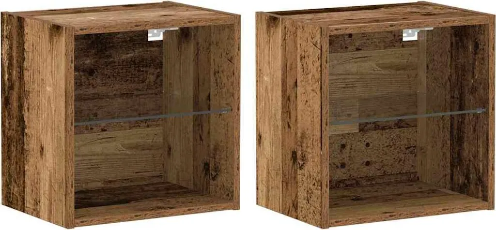 Étagère murale LED pour salon et chambre lot de 2 marron 40x28x40 cm