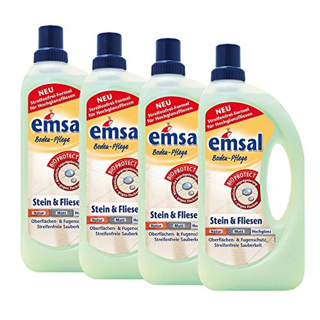 4x emsal Boden-Pflege Stein & Fliesen 1 Liter mitBioprotect Produktbild 