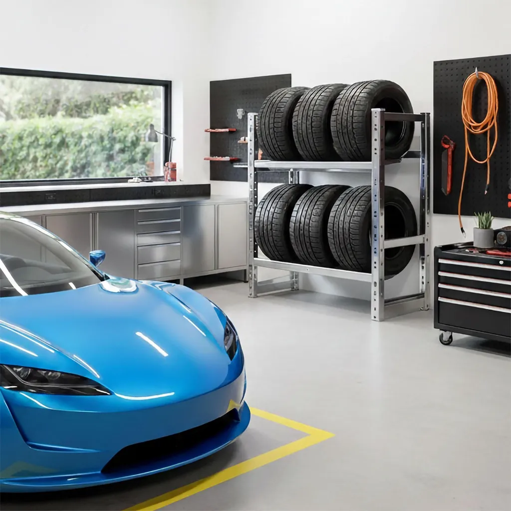 Support pour pneus hiver et été, cadre en acier modulable de garage