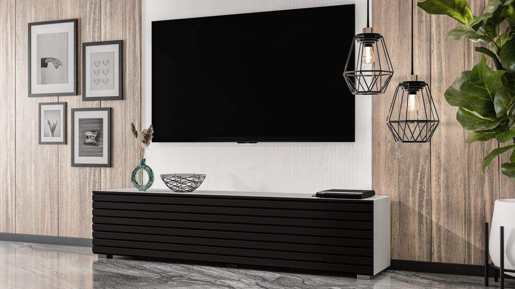 AX LIVING Zivolli Lowboard 160 cm Weiß Schwarze Produktbild 