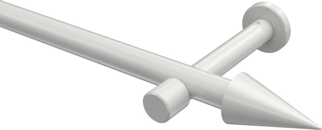 Interdeco Gardinenstange / Vorhangstange Weiß, Typ Prestige Savio (Kegel) ohne Ringe, 20 mm Ø 1-läufig, 260 cm