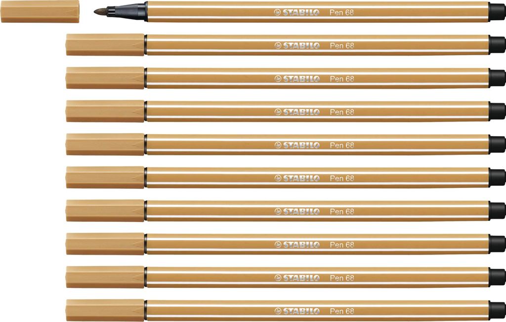 Premium-Filzstift - STABILO Pen 68 - 10er Pack - ocker dunkel