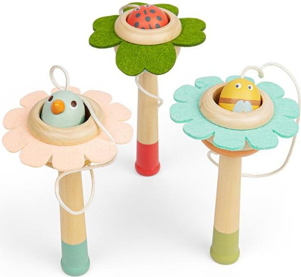 BigJigs Lernspielzeug Flower Ball and Cup bunte Pappkarton