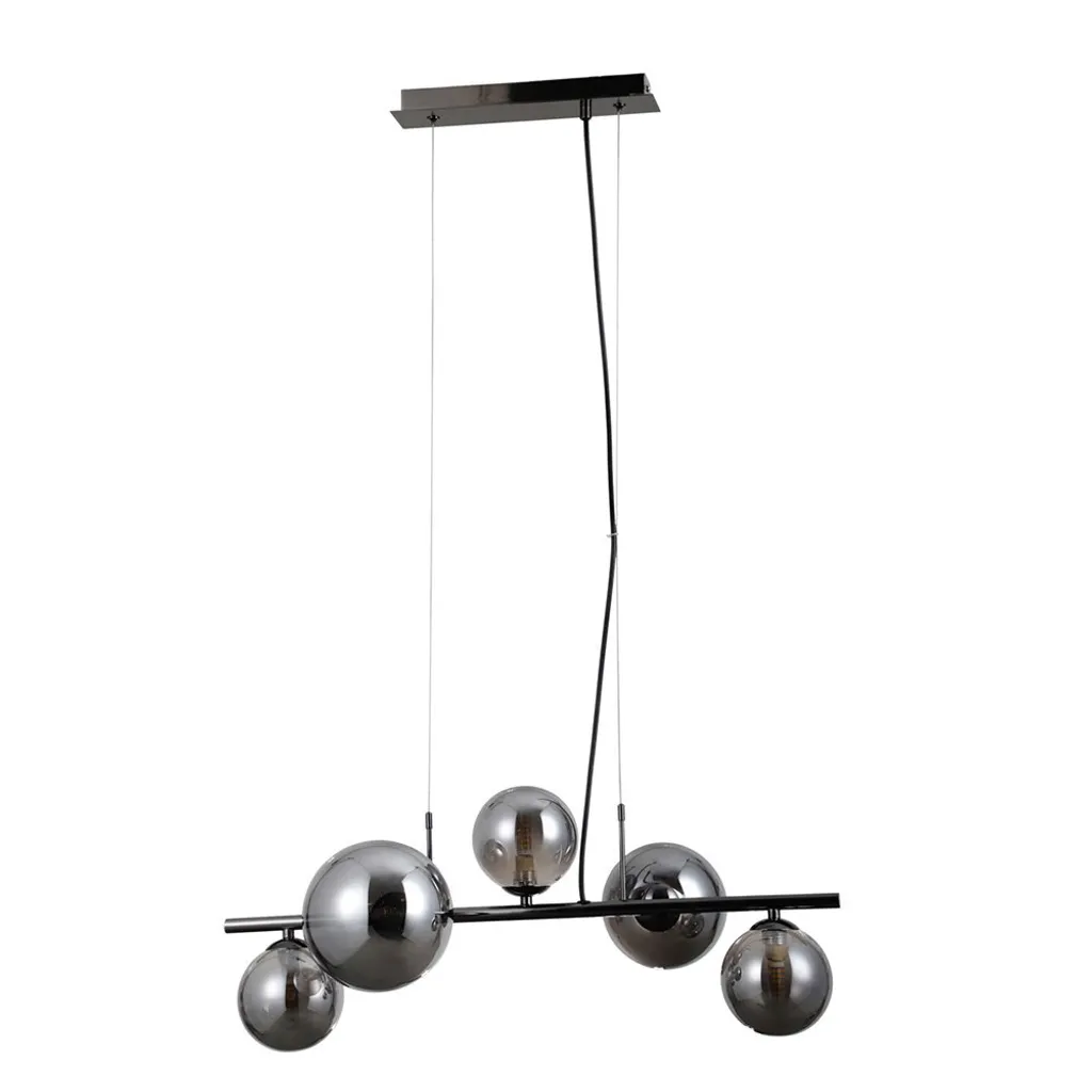 Lampadario Moderno Canello Italux PND-406007-5A-BCR Design Vetro Fumé