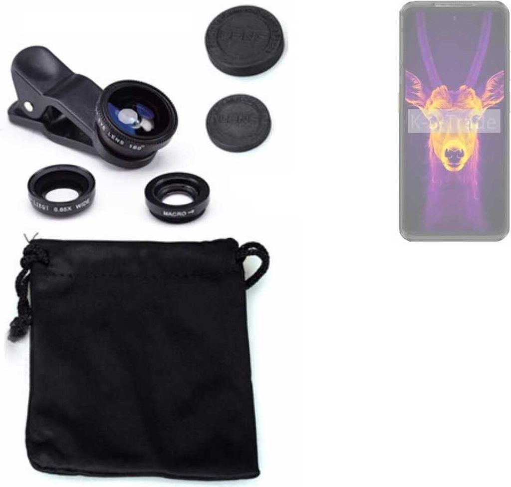 K-S-Trade Smartphone Kamera Linsen Set Kompatibel mit Ulefone Armor 25T Pro 5G 3in1 Clip-On Kamera Adapter Macro Weitwinkel FishEye Fischauge Objektiv