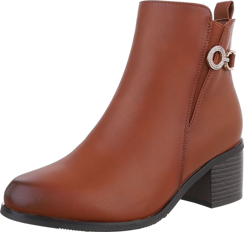 Ital-Design Damen Stiefeletten Klassische Stiefeletten Leicht gefüttert Lederoptik Klassische Stiefeletten 88489344 Camel Gr. 38