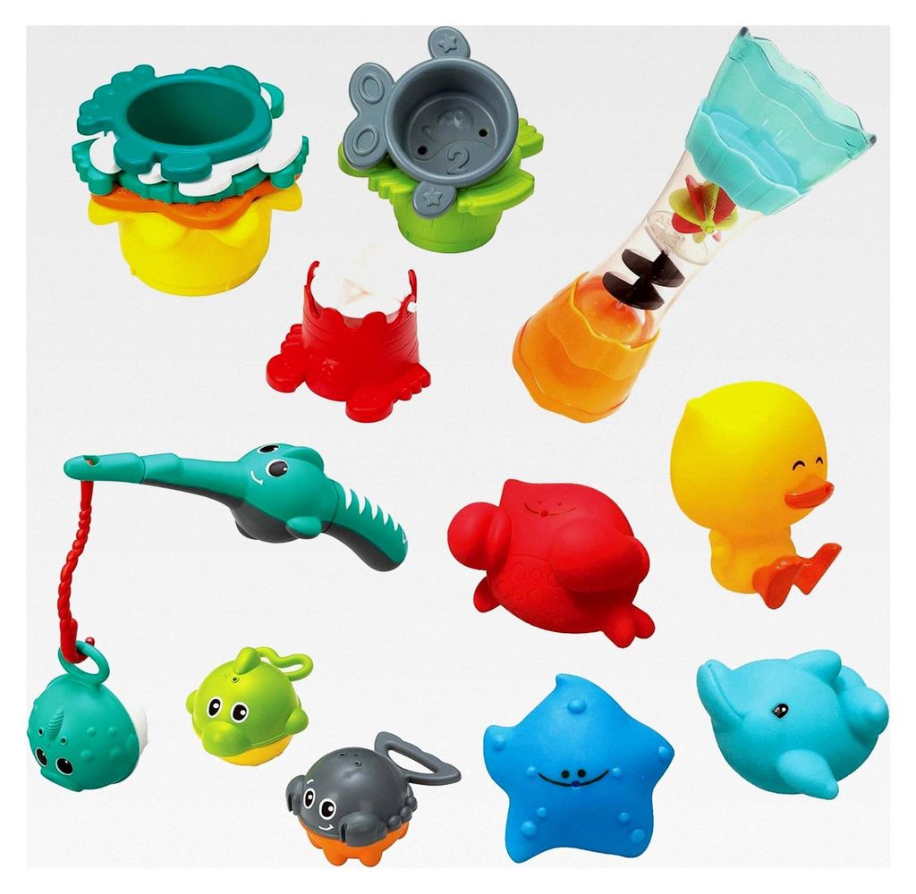 Wasserspiel-Set – Badespielzeug für Babys – Mit 17 verschiedenen Teilen – Fördert die Augen-Hand-Koordination und die grobmotorischen Fähi...
