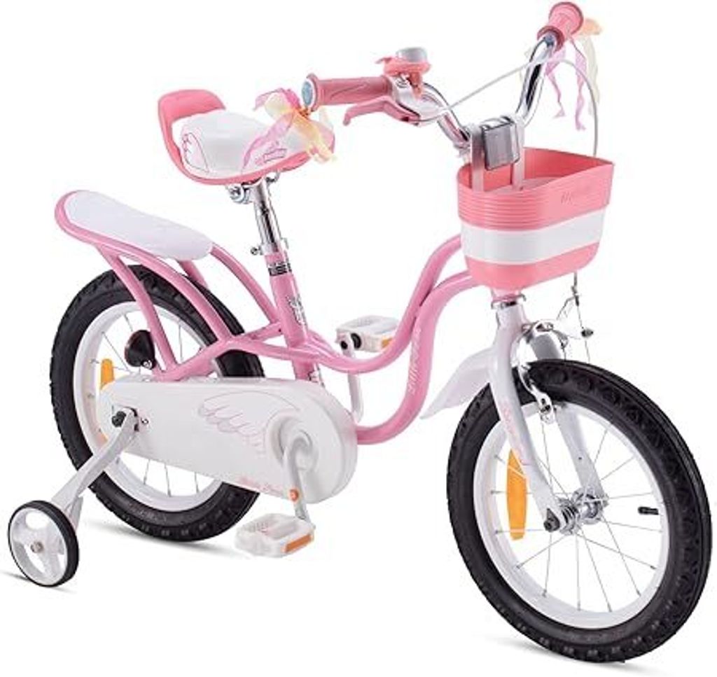 Royal Baby Vélo Little Swan Fille 14 Pouces – Rose Élégant – Cadre Cygne, Panier, Roues Stabilité – Premier Vélo Enfant Fille Dès 3-6 Ans