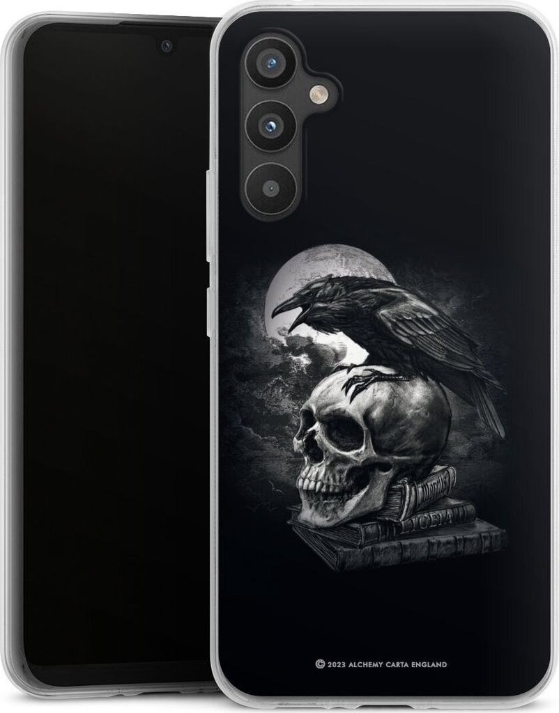 DeinDesign Handyhülle für Samsung Galaxy A34 5G Silikon Hülle Case Smartphone Schutzhülle Rabe Schädel Totenköpfe