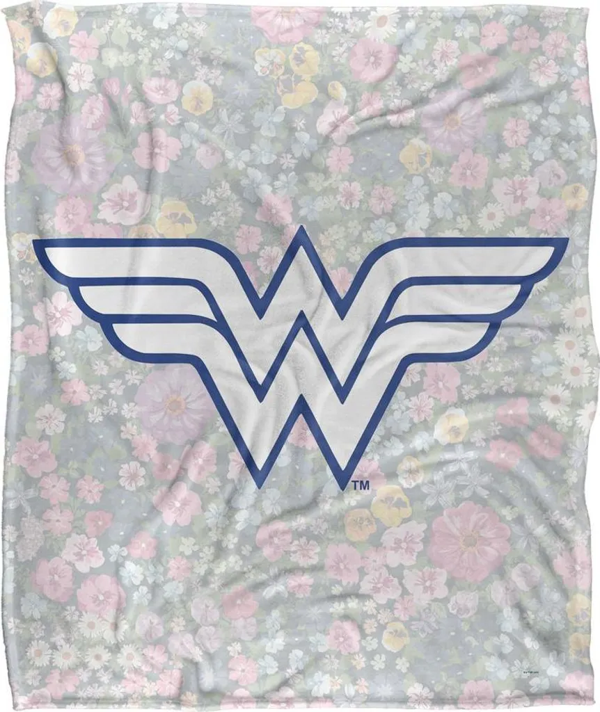 Couverture Wonder Woman Florale TV23692 Soyeuse - Gris et Marron Unique