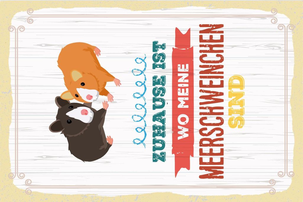 vianmo Holzschild 30x20 cm Zuhause ist wo meine Meerschweinchen sind
