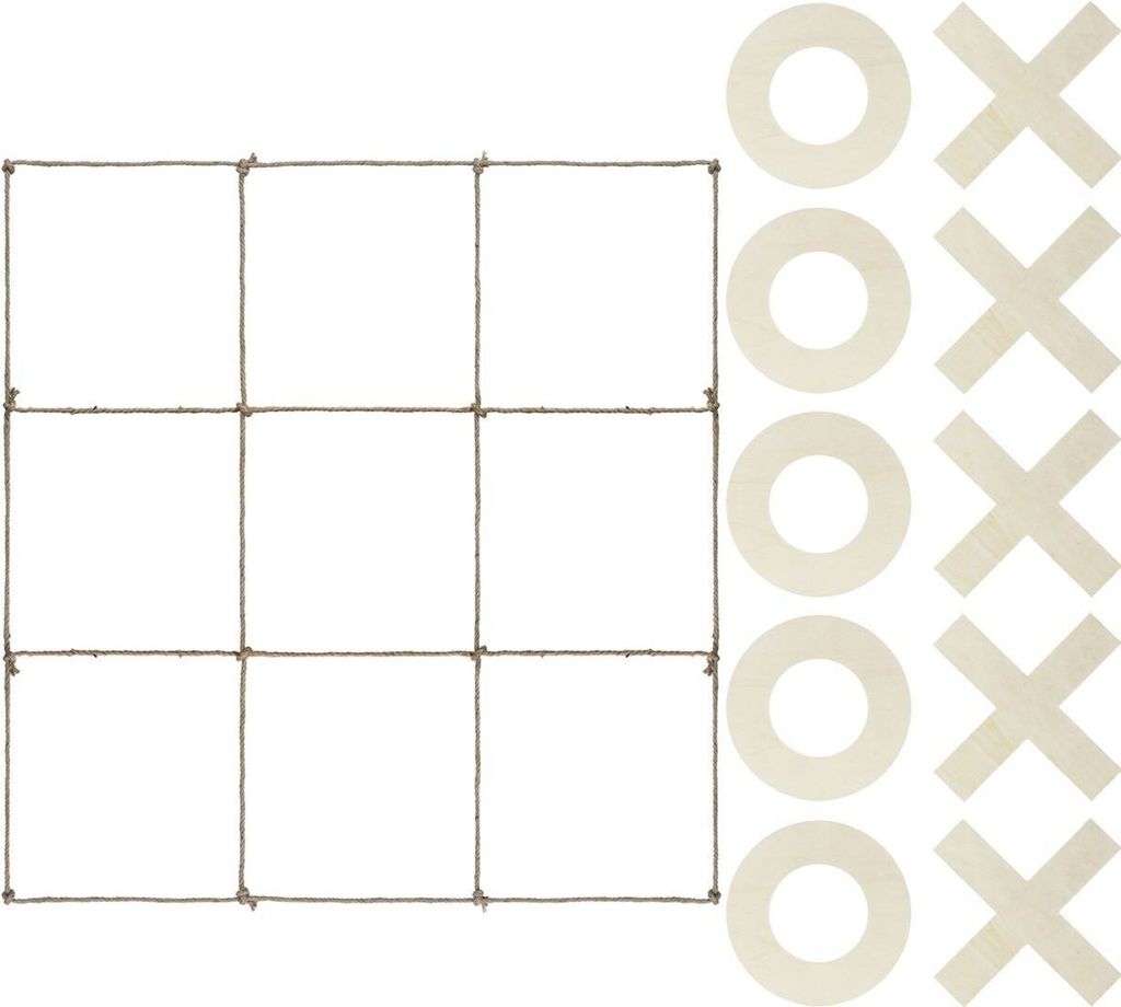 XXL Tic Tac Toe Spiel 120 x 112 cm aus Holz für Picknick für Hochzeit Geburtstag Party-Spiele für Drinnen und Draußen Kinder & Erwachsene
