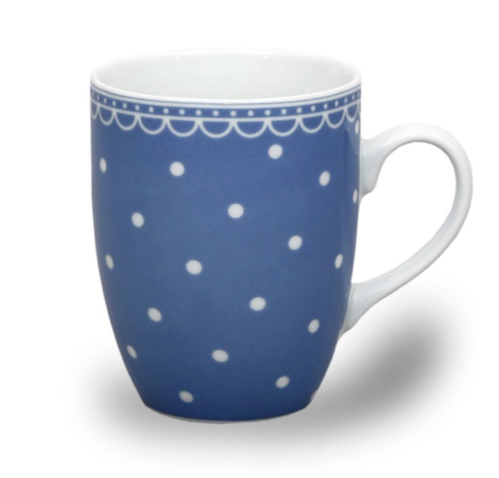 Eva, Porzellanbecher, 0,37 l, blau gepunktet, Thun 1794
