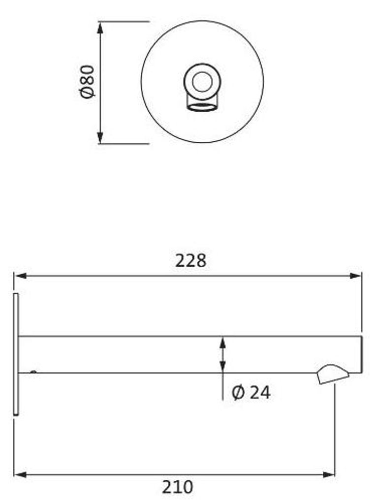 Herzbach SIRO WHITE Wandauslauf 210mm rund gerade Weiß matt