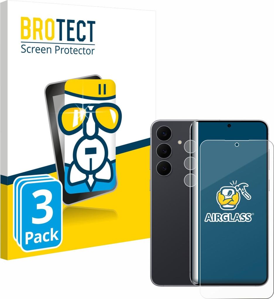 3x BROTECT Schutzglas für Samsung Galaxy S25 FE (Display+Kamera) Schutzfolie Panzer Folie Glas Display Schutz klar