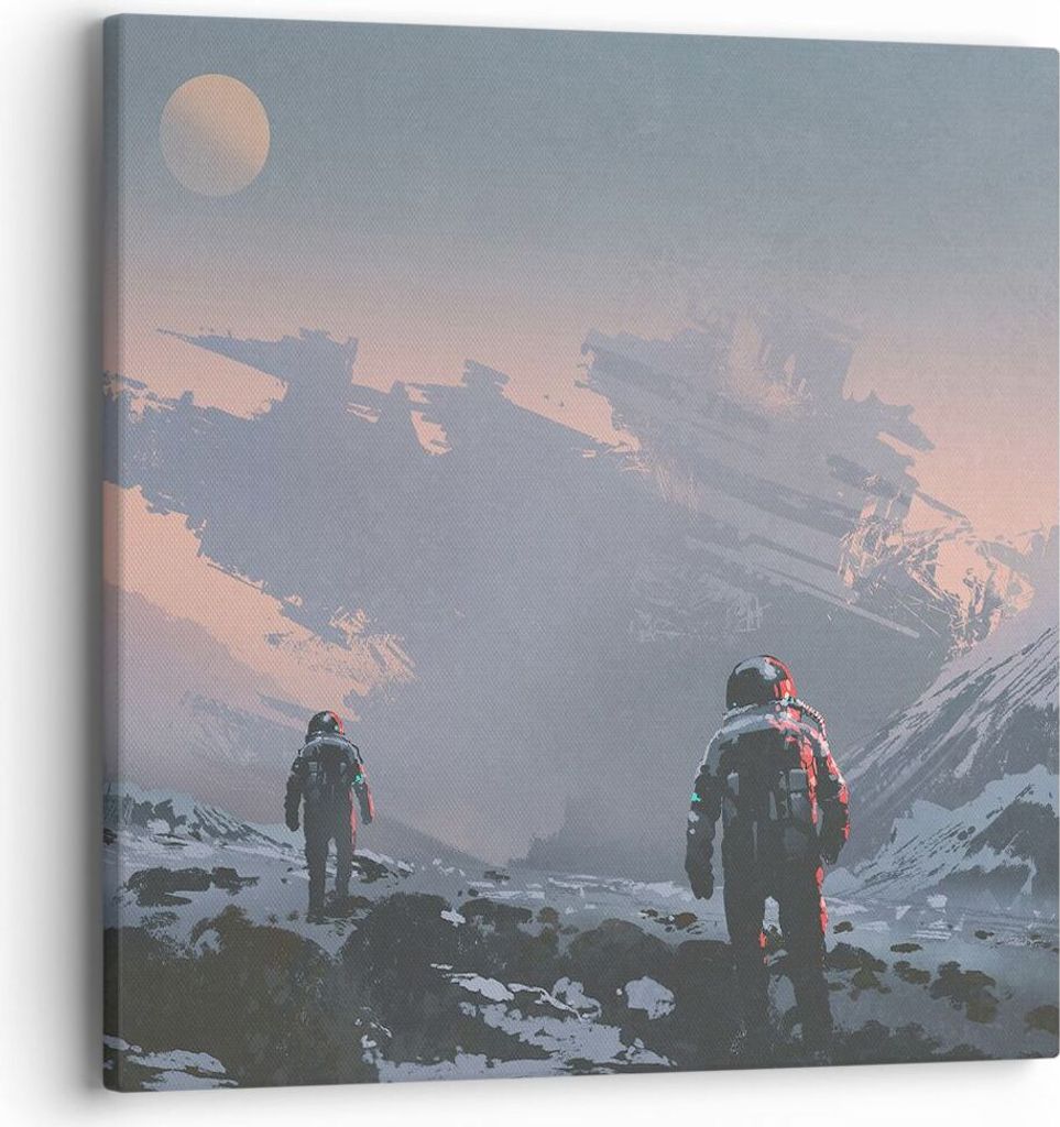 Bild auf Leinwand - Leinwandbild - Kosmos Planet - 40x40cm - Wand Bild - Wanddeko - Wandbilder - Leinwanddruck - Bilder - Kunstdruck - Wanddekorati...