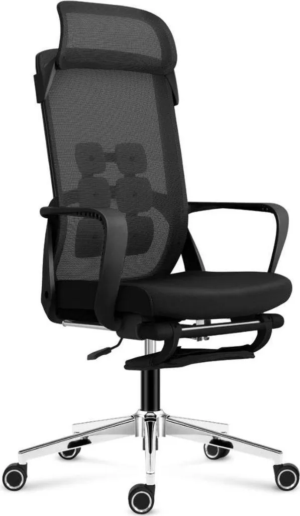 Fauteuil pivotant de bureau ergonomique avec repose-pieds et tissu