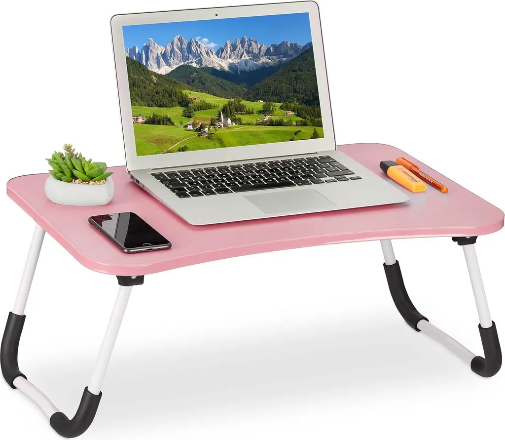 Relaxdays Tavolino Laptop Azzurro Pieghevole - Offerta E-shop