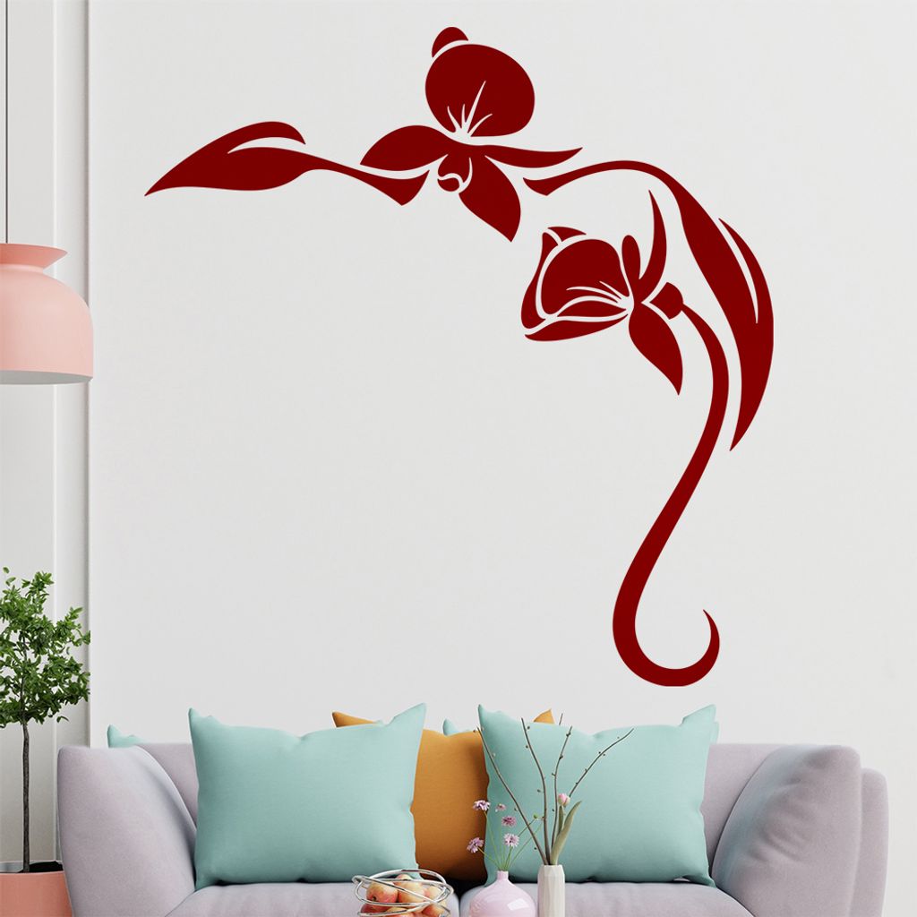 Orchidee - Linien Wandtattoo in 6 Größen - Wandaufkleber Wall Sticker - Dekoration, Küche, Wohnzimmer, Schlafzimmer, Badezimmer