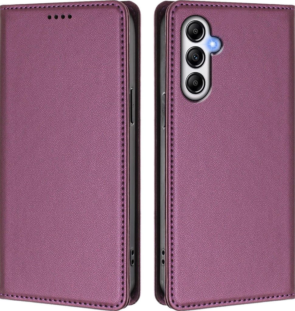 Handyhülle für Samsung Galaxy A54 5G, Kunstleder Klapphülle Stoßfeste Magnetische Hülle mit Ständer Lila