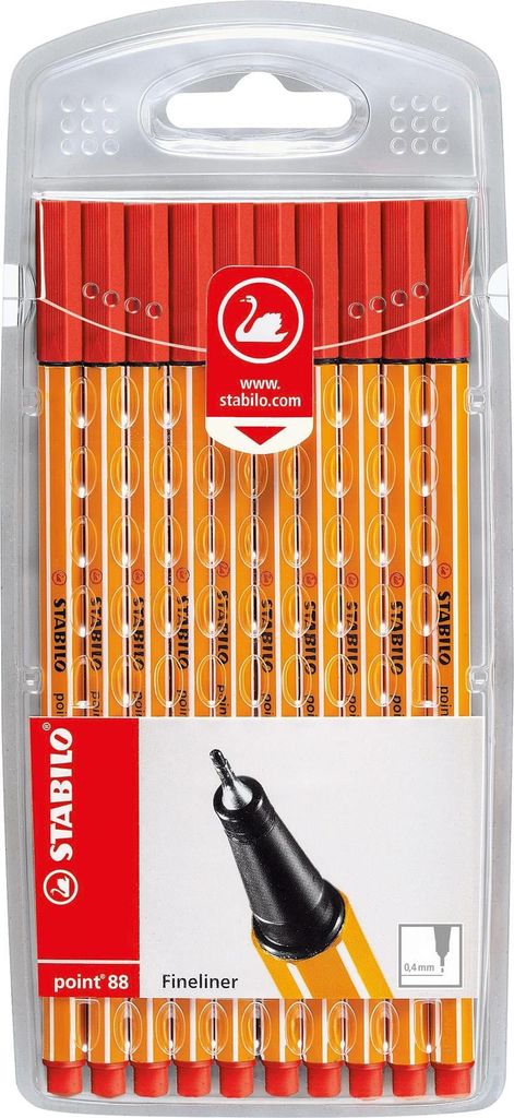 Fineliner - STABILO bod 88 - balenie 10 ks - červený Obrázok produktu 