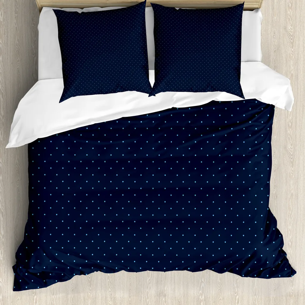 Copripiumino ABAKUHAUS 155x220 Blu Scuro Pois Retrò Antiacaro