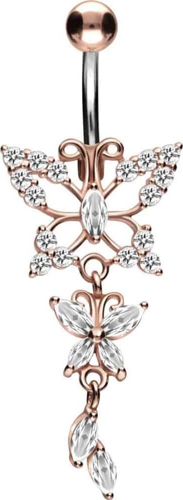 Bauchnabelpiercing Titan Bananabell mit 925er Silber-Design SCHMETTERLING