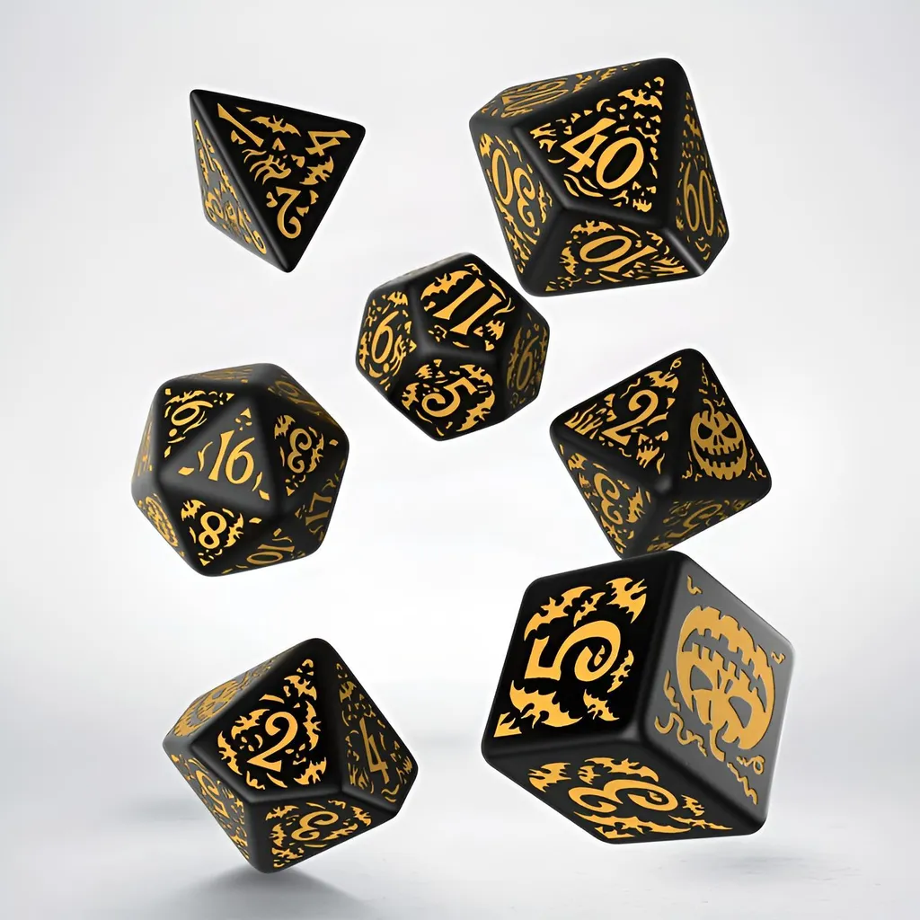 Dés de Jeu pour Soirée Halloween - Kit Citrouille Jack O'Lantern 7pcs