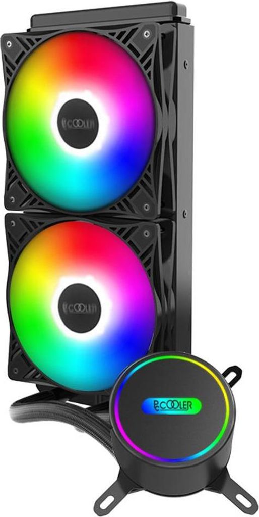 Pccooler GI-CL240VC RGB AIO CPU Wasserkühler - Kühlset - 12 cm - 1600 RPM - 30,8 dB - 65 cfm - Schwarz - Mehrfarbig