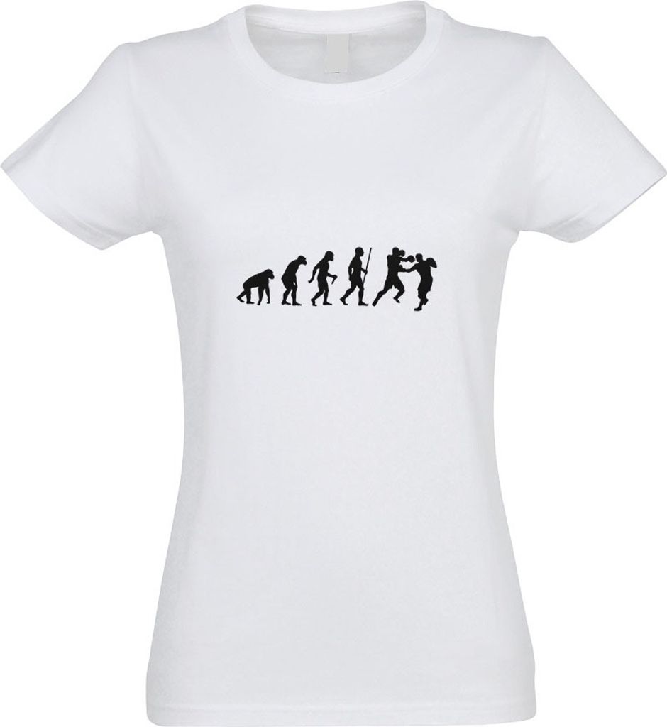 Kiwistar - T-Shirt tailliert - Damen - Weiss - Boxen Knockout Evolution - mit Motiv Bedruckt - Funshirt Design - Sport - Freizeit - Damen - S