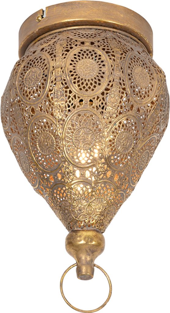 QAZQA - Orientalisch Orientalische Deckenleuchte I Deckenlampe I Lampe I Leuchte Gold I Messing 19 cm - Mowgli I Wohnzimmer I Schlafzimmer - Stahl ...