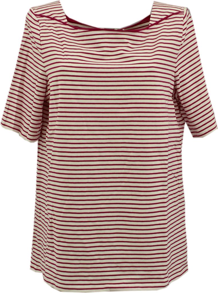 29687 Gerry Weber, , Damen T-Shirt Top , Jersey, pink weiß gestreift, 42