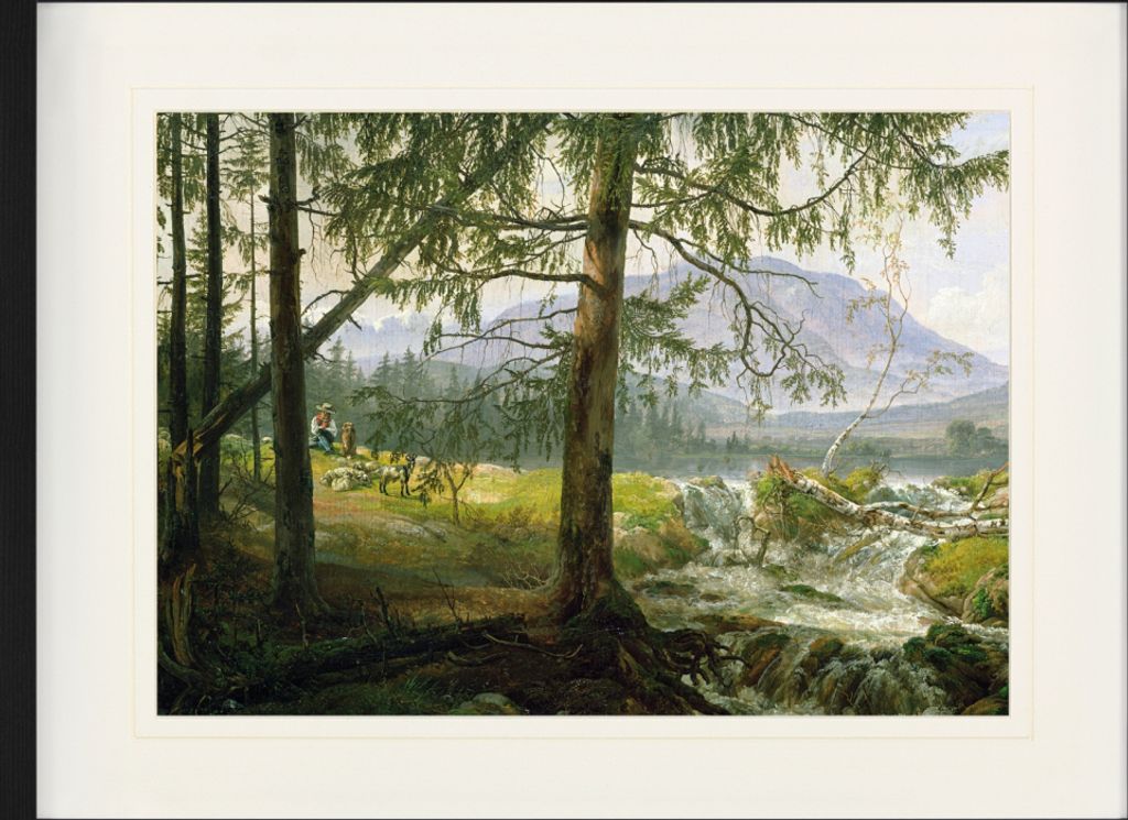 Johan Christian Dahl Gerahmtes Bild Mit Edlem Passepartout | Wand-Bilder | Im Bilderrahmen - Nordische Landschaft, 1822 (60 x 80 cm)