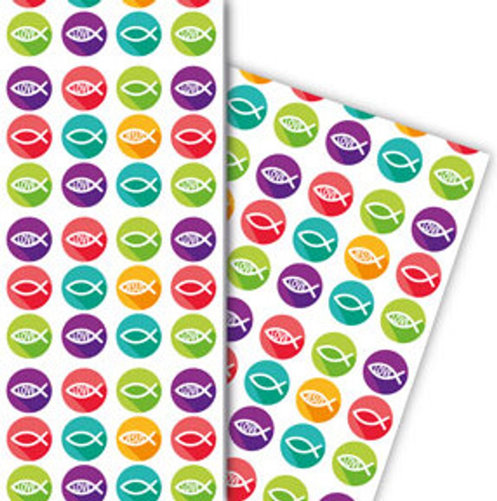 Christliches Geschenkpapier mit Fisch, Love und Jesus, Produktbild 