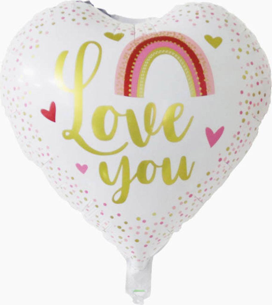 Folienballon Herz 45 cm, I love you weiß gold