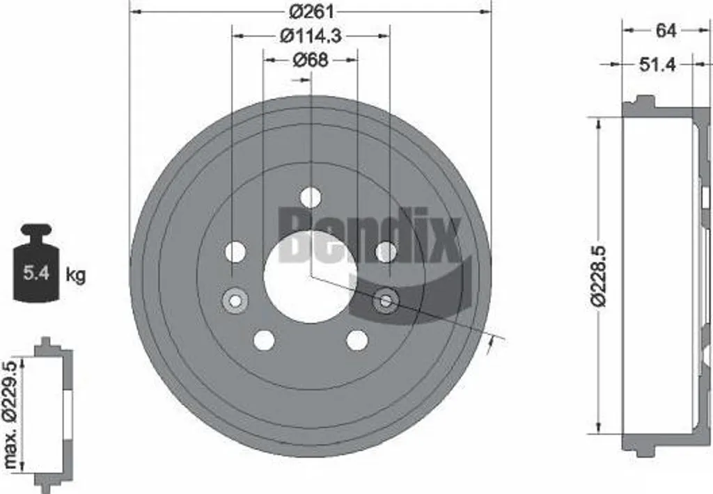 Tambour de Frein BENDIX BDM1155 OE 8200835832 pour Renault Duster