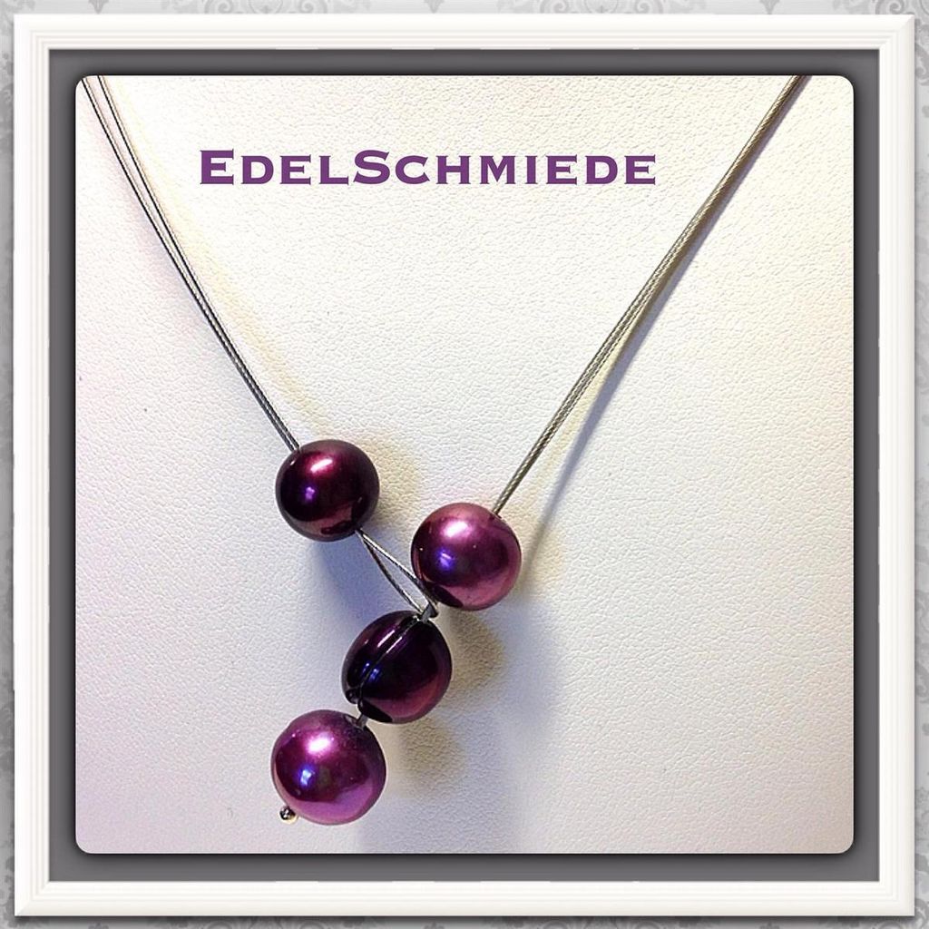 Edelschmiede925 Perlenschmuck modern auf Stahlseil Produktbild 