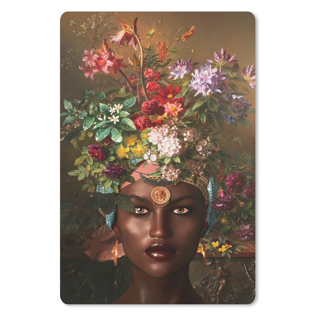 MuchoWow Mauspad Mousepad Frau - Blumen - Farben 40x60 cm - Mousepads - Maus Mat - Pad - Mausunterlage - Schreibtisch Accesoire