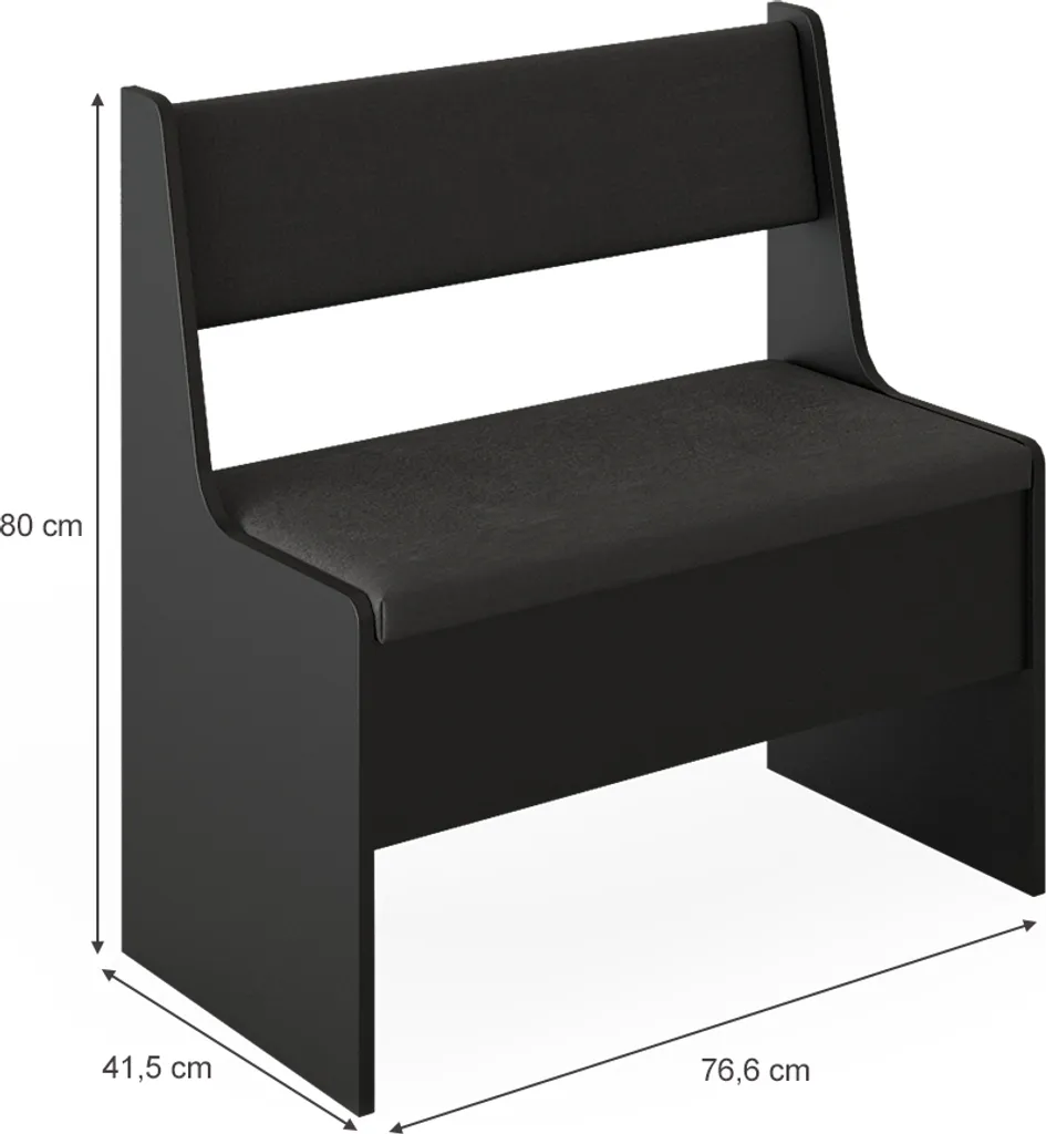 Banc d'angle compact noir 41.5x76.6cm Vicco Roman robuste