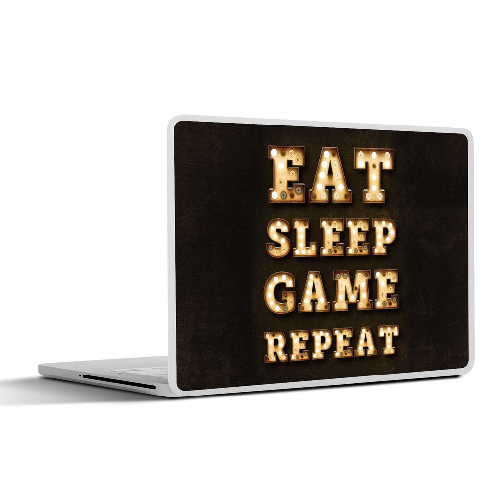 MuchoWow Laptop Aufkleber Sticker Cover Spiele - Spiele - Zitate - Sprichwörter - Eat sleep game repeat 25x18 cm - Laptop-Deko